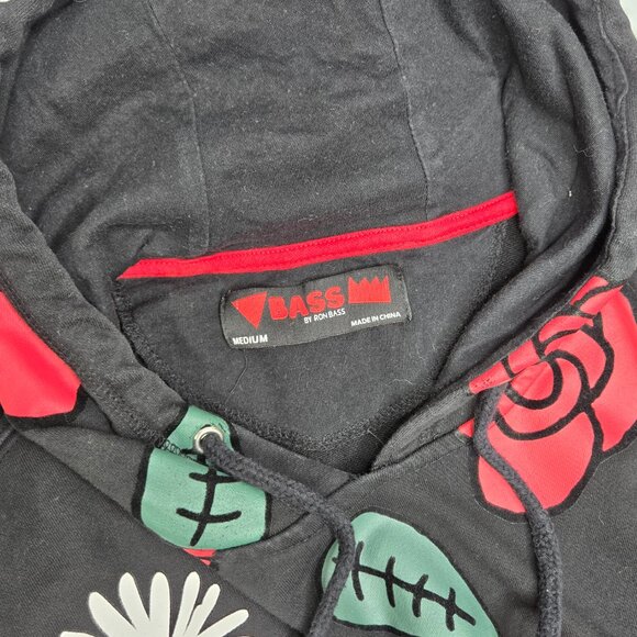 Bass by Ron Bass Flower Pattern Hoodie Color Block Black Blue Medium - Picture 4 of 4